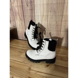 JUSTICE Little Girls Lug Bottom White High Ankle Boots